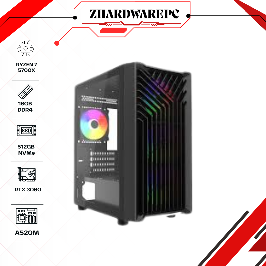 PC Gamer Zhardware Ryzen 7 5700X | RTX 3060 | 16GB DDR4 | 512GB NVMe