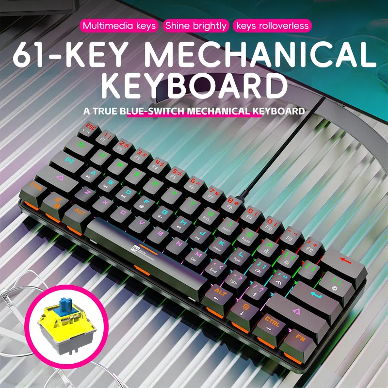 Clavier Mécanique Gaming RGB 61 Touches – R8 1037 - Image 2
