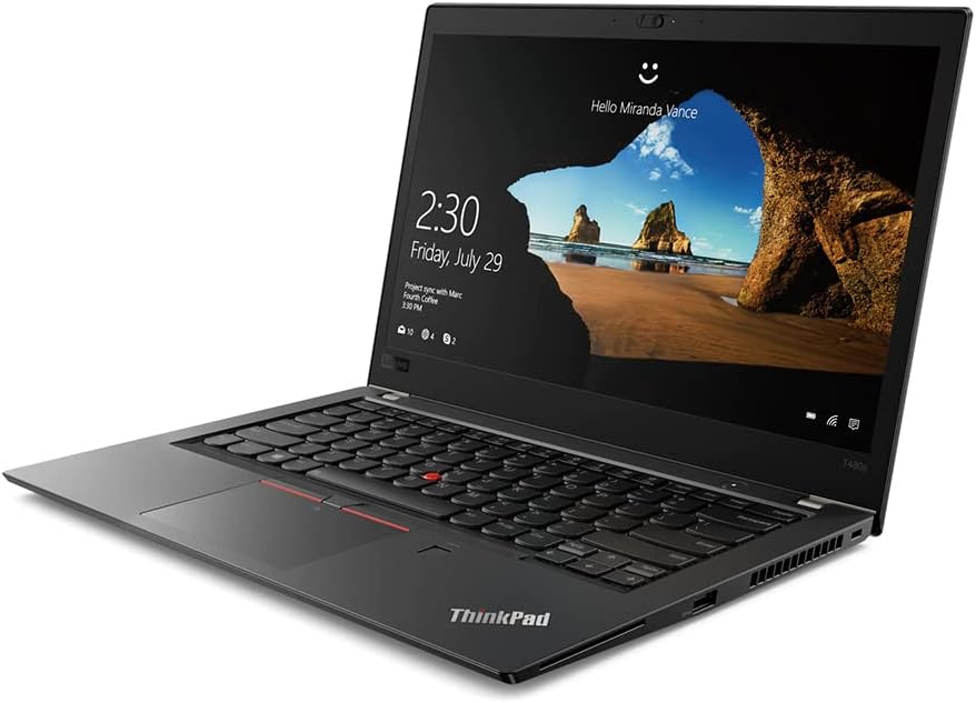 LENOVO ThinkPad T480S 14"" FHD, Core i7-8550U 1.8GHz, 24GB RAM, 500GB M.2-NVMe, Windows 11 Pro 64Bit, CAM, No Touch,, Black