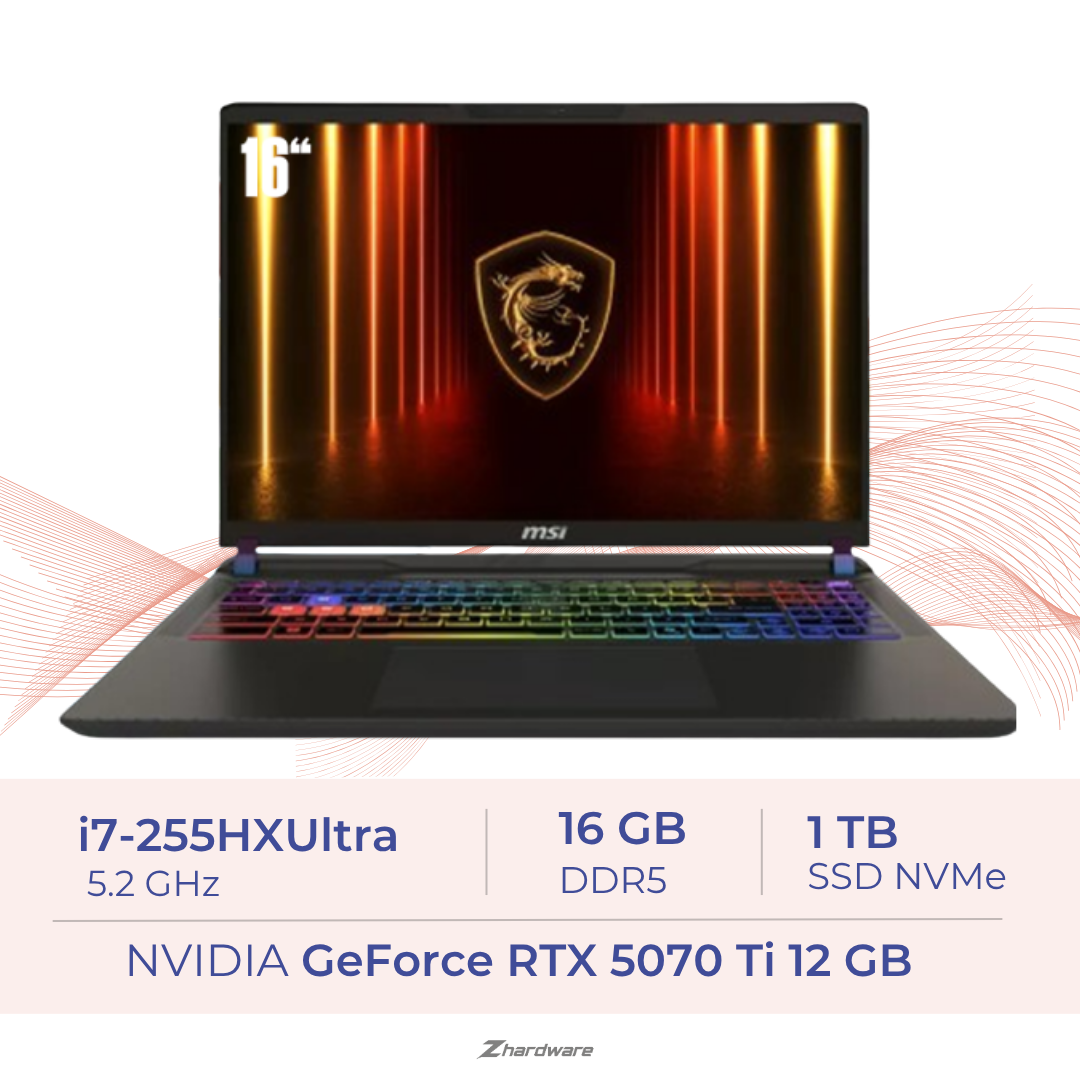 MSI Vector 16 HX AI A2XWHG-087FR Ultra 7-255HX/16 Go DDR5/1TB SSD/RTX 5070 Ti/16"