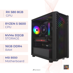 PC Gamer ZHARDWARE Ryzen 5 5600/16GB/512GB SSD/RX580
